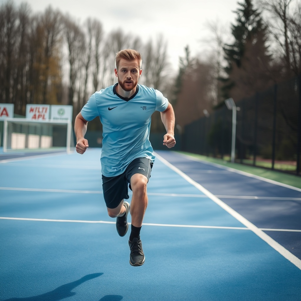 Mężczyzna w stroju sportowym na zewnątrz